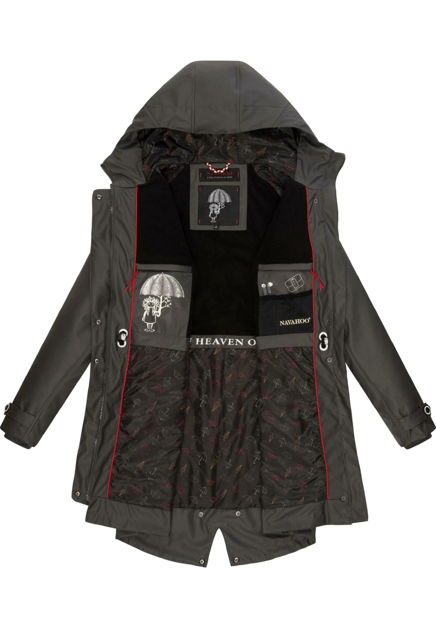 Navahoo Rainy Flower - Parka - Dark Grey 4 Navahoo Rainy Flower - Parka - Dark Grey - Afbeelding 4
