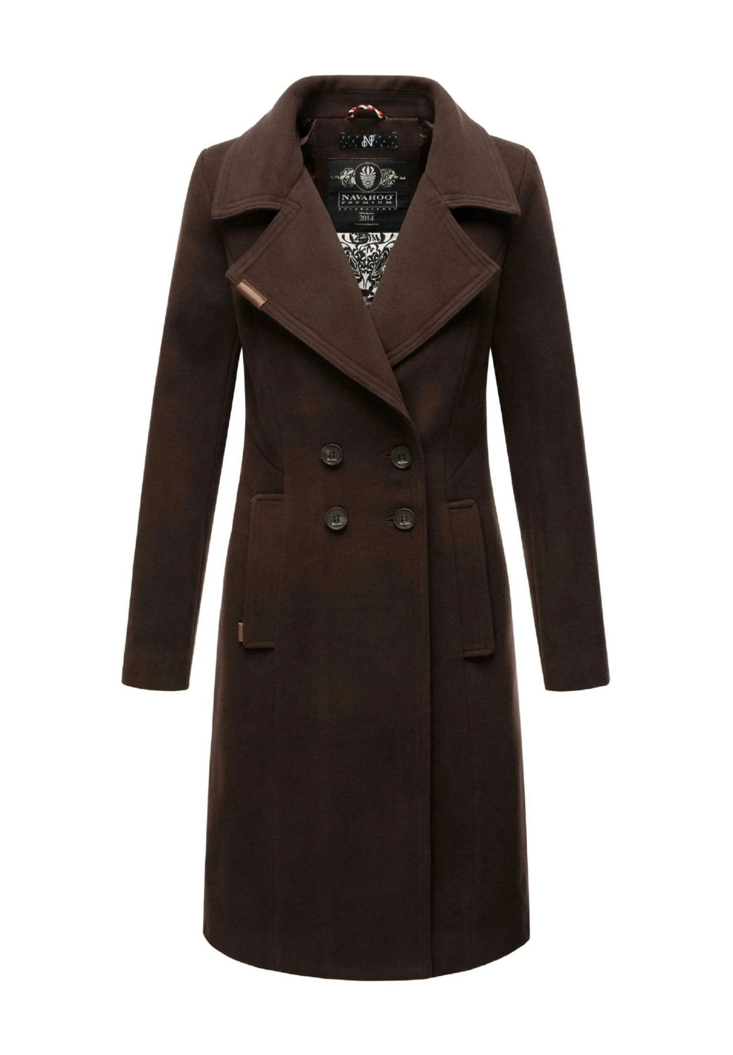 Navahoo Wooly - Halflange Jas - Dark Choco 1 Navahoo Wooly - Halflange Jas - Dark Choco