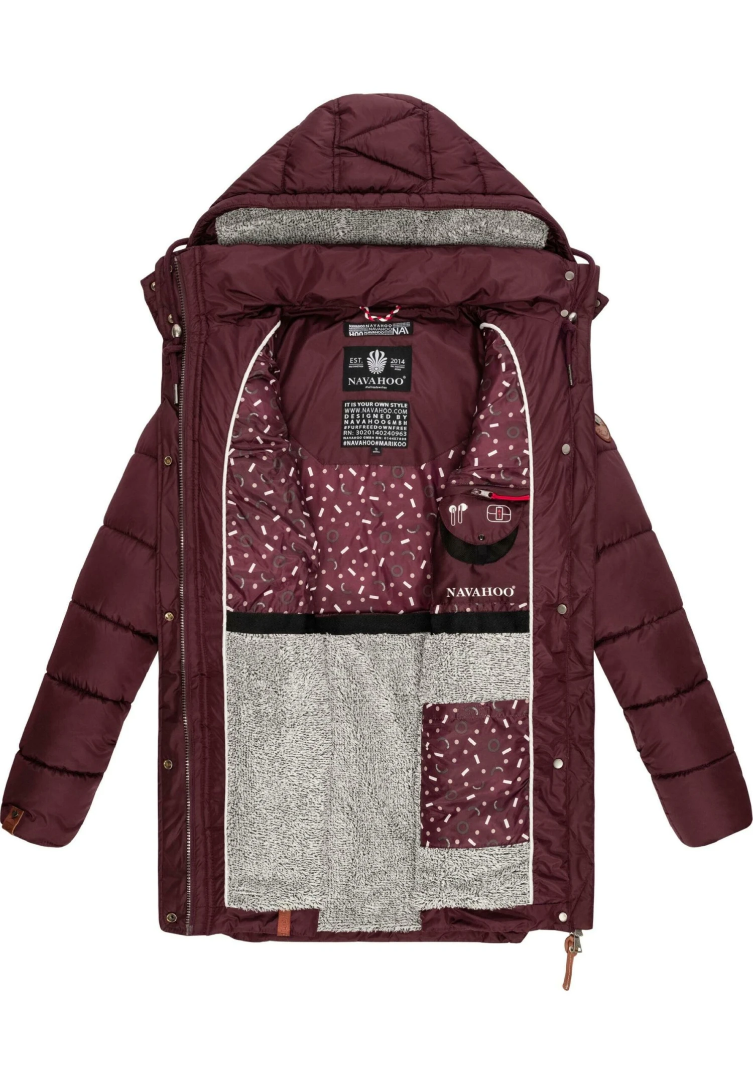 Navahoo Daliee - Winterjas - Dark Red Melange 5 Navahoo Daliee - Winterjas - Dark Red Melange - Afbeelding 5